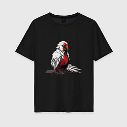 Женская футболка оверсайз Красный попугай