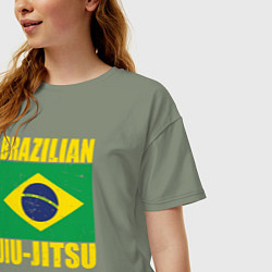 Футболка оверсайз женская Brazilian jiu-jitsu, цвет: авокадо — фото 2