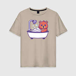 Женская футболка оверсайз Мишка в ванне