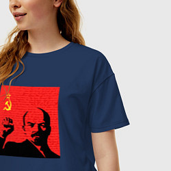 Футболка оверсайз женская Lenin in red, цвет: тёмно-синий — фото 2