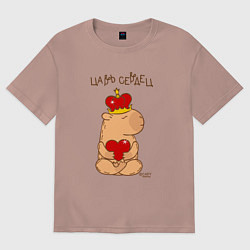 Женская футболка оверсайз Капибара в короне царь сердец