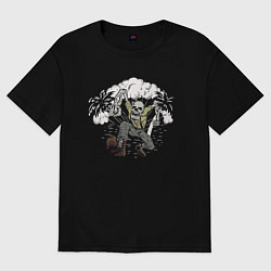 Футболка оверсайз женская Old school skeleton, цвет: черный