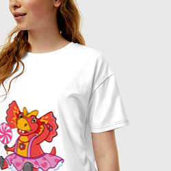 Футболка оверсайз женская Сирена - дракоша, цвет: белый — фото 2