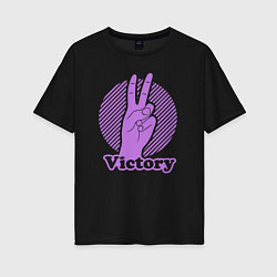 Футболка оверсайз женская Victory hand gesture, цвет: черный