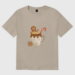 Женская футболка оверсайз Кофе с маршмэллоу и имбирным пряником