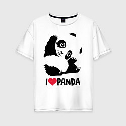 Футболка оверсайз женская I love panda, цвет: белый