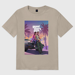 Футболка оверсайз женская GTA6, цвет: миндальный