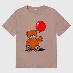 Женская футболка оверсайз Плюшевый медведь с воздушным шариком