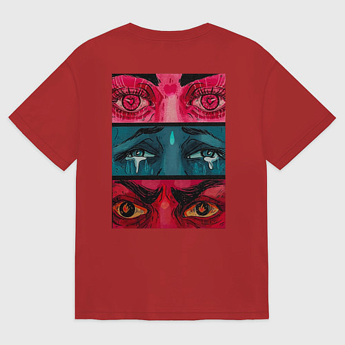 Женская футболка оверсайз Странный вгляд / Красный – фото 2