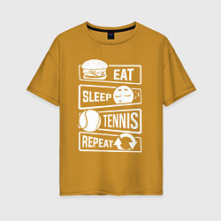 Женская футболка оверсайз Еда сон теннис