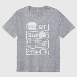 Женская футболка оверсайз Еда сон туризм