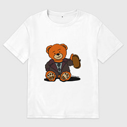 Женская футболка оверсайз Медведь Кащей с шапкой-ушанкой