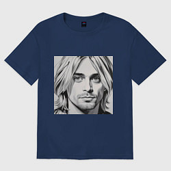 Женская футболка оверсайз Портрет Кобейн