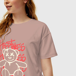 Футболка оверсайз женская Teddy медвежонок happiness, цвет: пыльно-розовый — фото 2