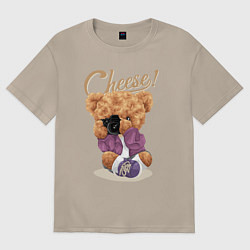 Женская футболка оверсайз Плюшевый медвежонок фотограф