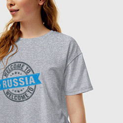Футболка оверсайз женская Приветствую в России, цвет: меланж — фото 2