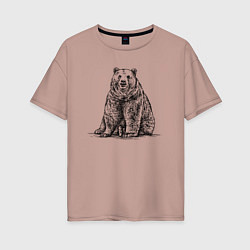 Женская футболка оверсайз Медведь сидящий