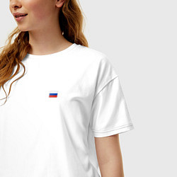 Футболка оверсайз женская Флаг России на груди, цвет: белый — фото 2
