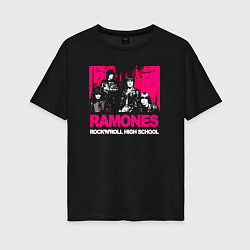 Футболка оверсайз женская Ramones rocknroll high school, цвет: черный