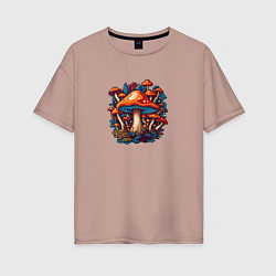 Женская футболка оверсайз Сказочные грибы