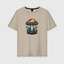 Женская футболка оверсайз Психоделические грибы