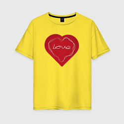 Женская футболка оверсайз Сердце тонкая геометрия