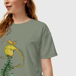 Футболка оверсайз женская Дракоша с Новым годом, цвет: авокадо — фото 2