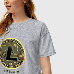 Футболка оверсайз женская Litecoin крипта, цвет: меланж — фото 2