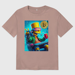 Женская футболка оверсайз Барт Симпсон владелец биткоина