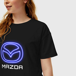 Футболка оверсайз женская Mazda neon, цвет: черный — фото 2