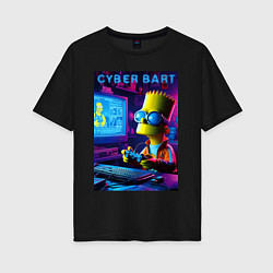 Футболка оверсайз женская Cyber Bart is an avid gamer, цвет: черный