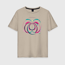 Женская футболка оверсайз Цветные линии и круг