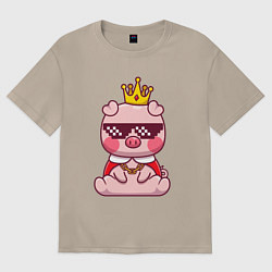 Футболка оверсайз женская Царь поросёнок, цвет: миндальный
