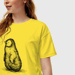 Футболка оверсайз женская Пингвиненок пушистый, цвет: желтый — фото 2
