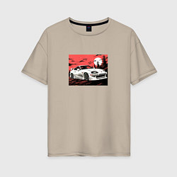 Женская футболка оверсайз Тойота Супра на закате