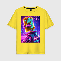 Женская футболка оверсайз Cyber Bart - neon glow