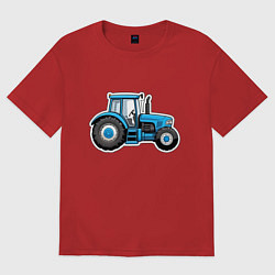 Женская футболка оверсайз Синий трактор сбоку
