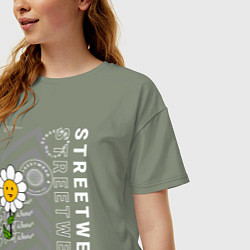 Футболка оверсайз женская Ромашка streetwear, цвет: авокадо — фото 2