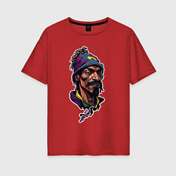 Женская футболка оверсайз Snoop dogg head