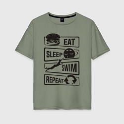 Женская футболка оверсайз Есть спать плавать