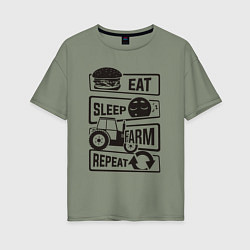 Женская футболка оверсайз Есть спать ферма