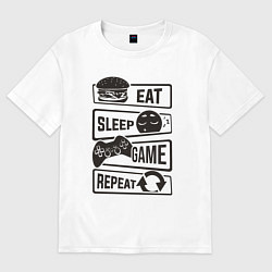 Женская футболка оверсайз Есть спать играть