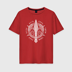 Женская футболка оверсайз Копьё одина и вороны воины