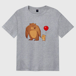 Женская футболка оверсайз Медведь с медвежонком