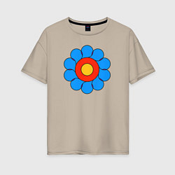 Женская футболка оверсайз Геометрический цветок цветной