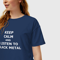 Футболка оверсайз женская Listen to Black Metal, цвет: тёмно-синий — фото 2