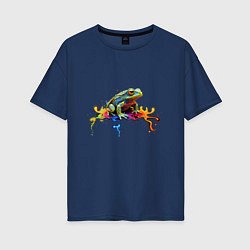 Женская футболка оверсайз Фрактальная лягушка