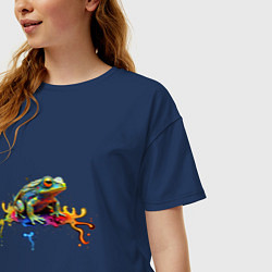 Футболка оверсайз женская Фрактальная лягушка, цвет: тёмно-синий — фото 2