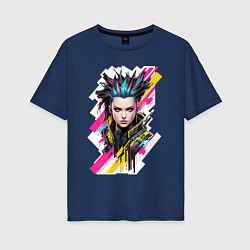 Женская футболка оверсайз Портрет девушки Cyberpunk 2077