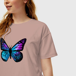 Футболка оверсайз женская Космическая бабочка, цвет: пыльно-розовый — фото 2